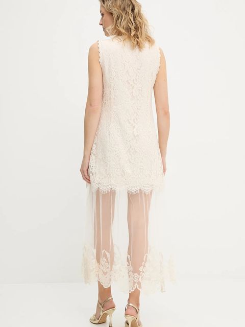 Answear.LAB sukienka kolor beżowy maxi rozkloszowana