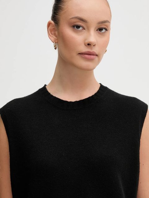 United Colors of Benetton kamizelka z dodatkiem wełny kolor czarny lekki 126WD10BA