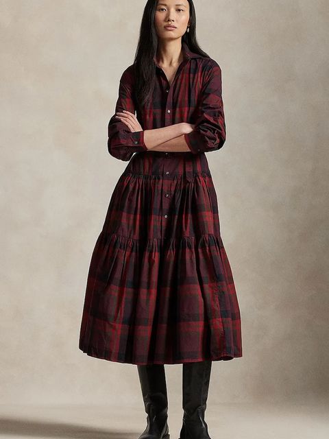 Polo Ralph Lauren sukienka kolor bordowy midi rozkloszowana 211A13260 - zdjęcie produktu nr 1