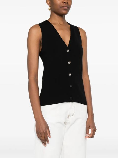 ANINE BING silk-blend vest - Black