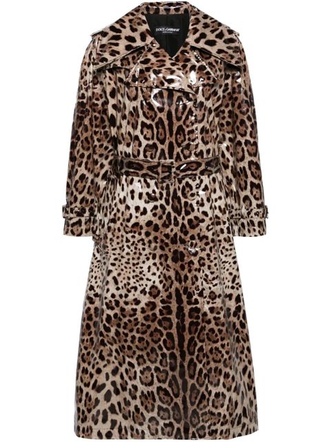 Dolce & Gabbana leopard-print belted trench coat - Neutrals - zdjęcie produktu nr 1