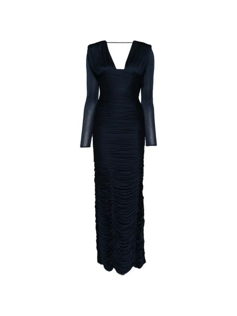 Versace Draped Silk Crêpe Midi Dress - Blue - zdjęcie produktu nr 1