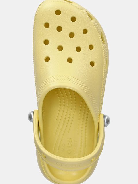 Crocs klapki Classic Platform Pearl Clog damskie kolor żółty na platformie 211231