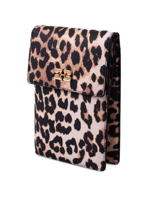 GANNI leopard-print flap wallet - Neutrals