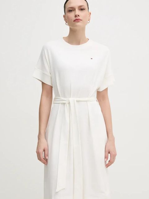 Tommy Hilfiger sukienka bawełniana kolor biały mini rozkloszowana WW0WW45520