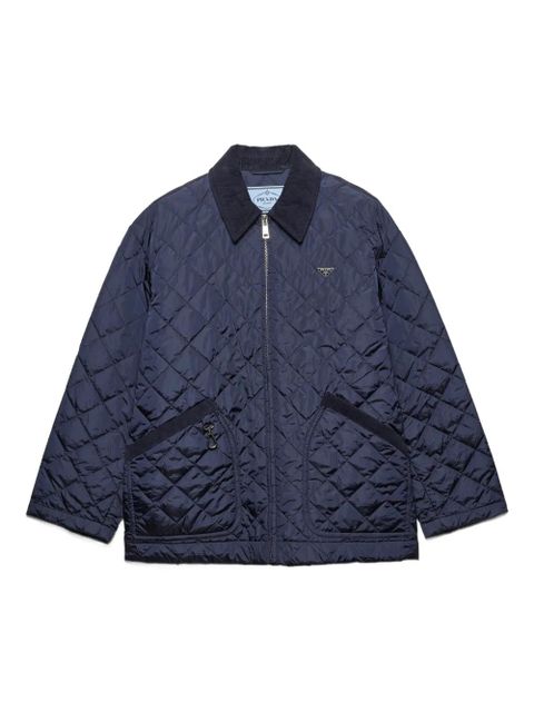 Prada corduroy-collar quilted puffer jacket - Blue - zdjęcie produktu nr 1