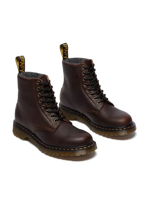 Dr. Martens workery skórzane 1460 Pascal Warm Lined damskie kolor brązowy na platformie DM31873201