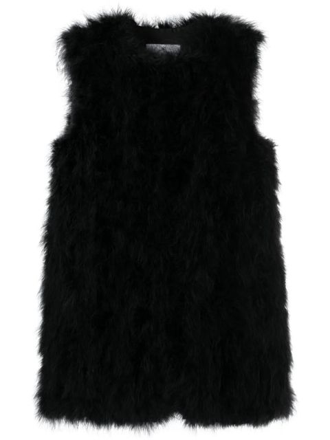 Yves Salomon sleeveless feather silk coat - Black - zdjęcie produktu nr 1