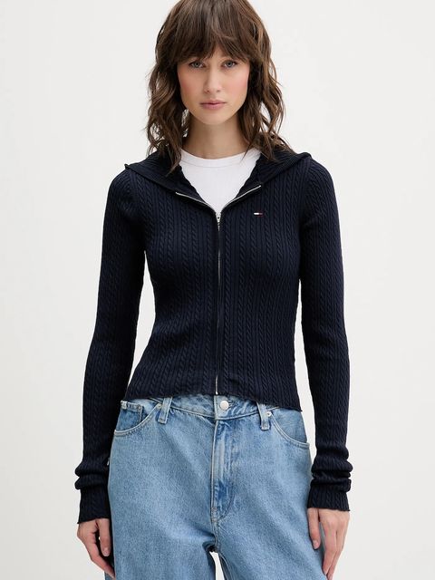 Tommy Jeans kardigan damski kolor granatowy lekki DW0DW21673