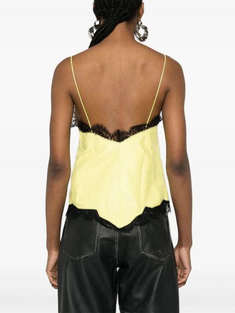 Off-White leather lace-detail top - Yellow