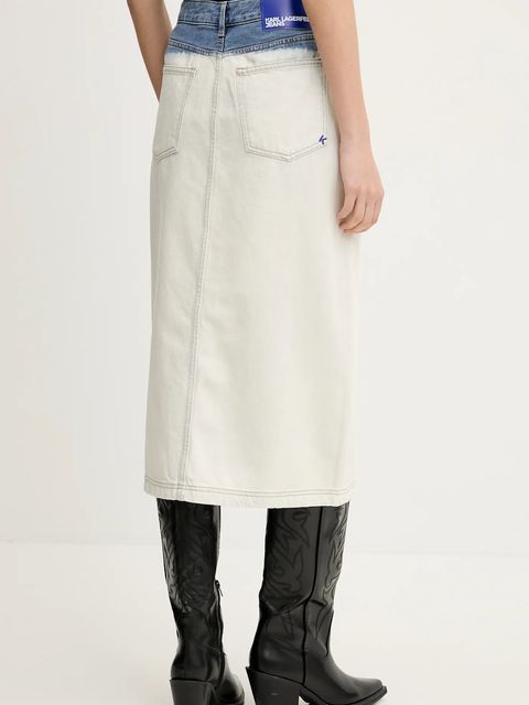 Karl Lagerfeld Jeans spódnica jeansowa kolor niebieski midi prosta A2W12014