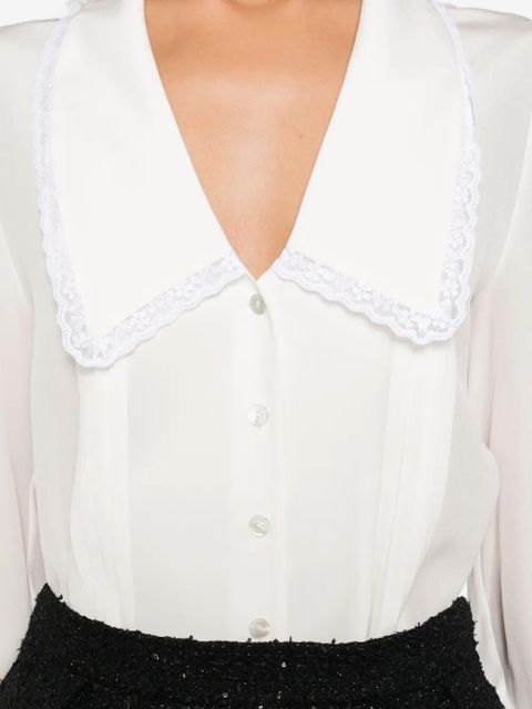 Alessandra Rich lace-trimmed collared blouse - White