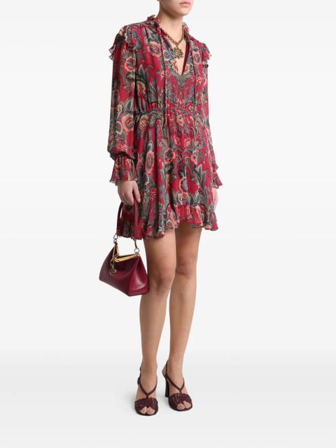 ETRO ruffled floral print mini dress - Red - zdjęcie produktu nr 2