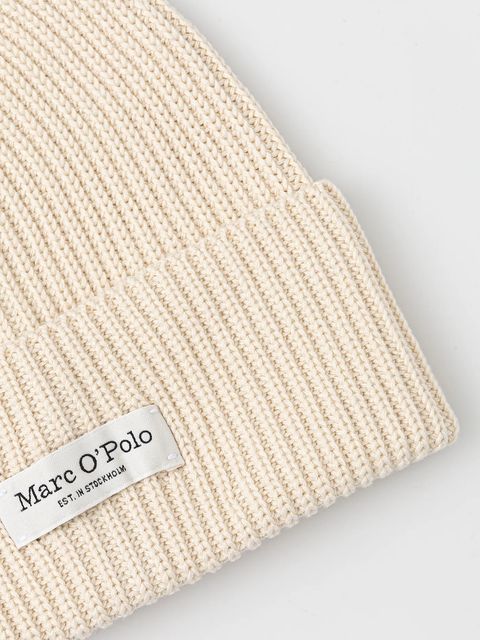 Marc O'Polo czapka bawełniana kolor beżowy z cienkiej dzianiny bawełniana M09605901141