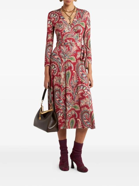 ETRO paisley-print wrap midi dress - Red - zdjęcie produktu nr 2