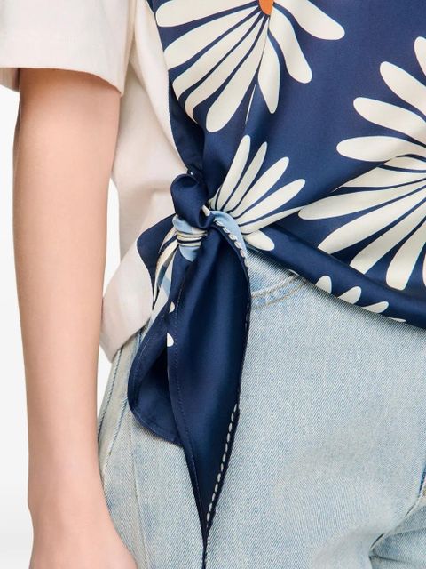SANDRO floral-detail panel top - Neutrals