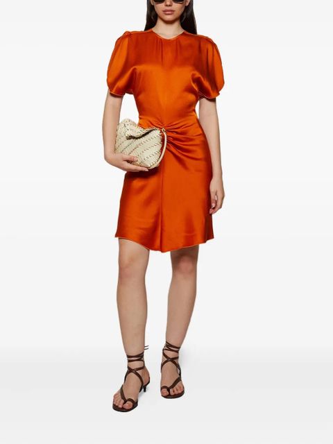 Victoria Beckham gathered puff-sleeve mini dress - Orange - zdjęcie produktu nr 2