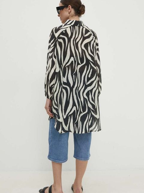 Answear.LAB koszula damska kolor czarny relaxed z kołnierzykiem klasycznym