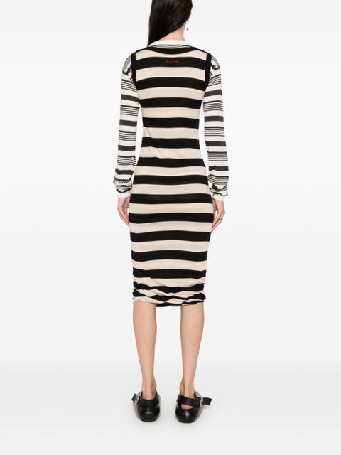 Marni stripes cotton midi dress - White