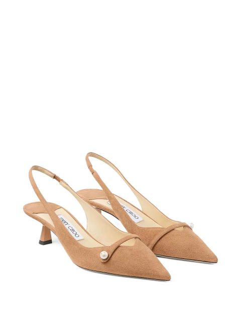 Jimmy Choo 45mm Amita pearl-embellished slingback pumps - Neutrals - zdjęcie produktu nr 2
