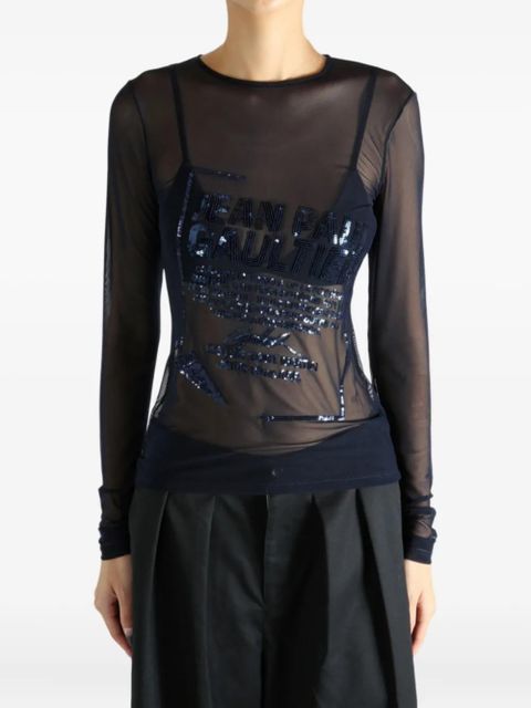 Jean Paul Gaultier sequin-embellished mesh top - Blue - zdjęcie produktu nr 2