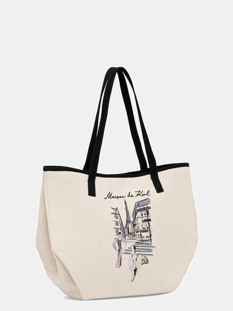 Karl Lagerfeld torebka bawełniana K/SKETCH kolor beżowy A4W50057 - zdjęcie produktu nr 2