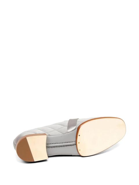 Tod's quilted logo-detail loafers - Grey