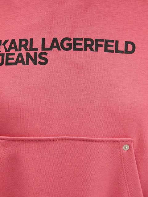 Karl Lagerfeld Jeans bluza damska kolor pomarańczowy z kapturem z nadrukiem A2W20053