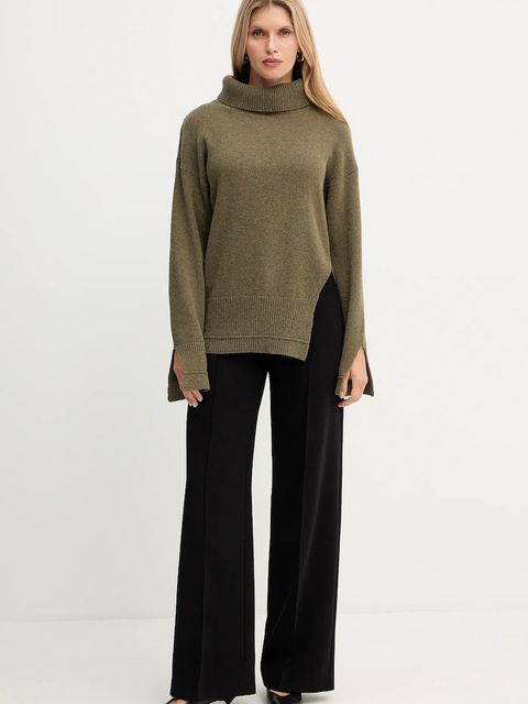 Simona Corsellini sweter z dodatkiem wełny damski kolor zielony lekki z golfem A25CPMGP08S1 - zdjęcie produktu nr 2