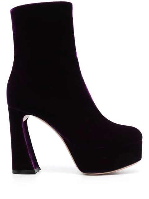 Gianvito Rossi 110mm velvet platform boots - Purple - zdjęcie produktu nr 1