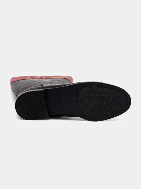 Lauren Ralph Lauren kozaki skórzane Justine II damskie kolor czarny na płaskim obcasie 802980557001