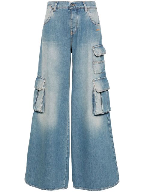 Off-White logo-embroidered cargo jeans - Blue