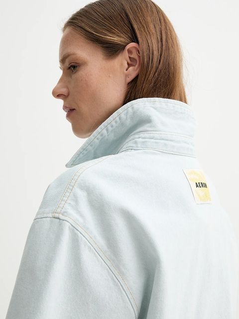 AERON koszula jeansowa ABBOTT damska kolor niebieski relaxed z kołnierzykiem klasycznym SH193570