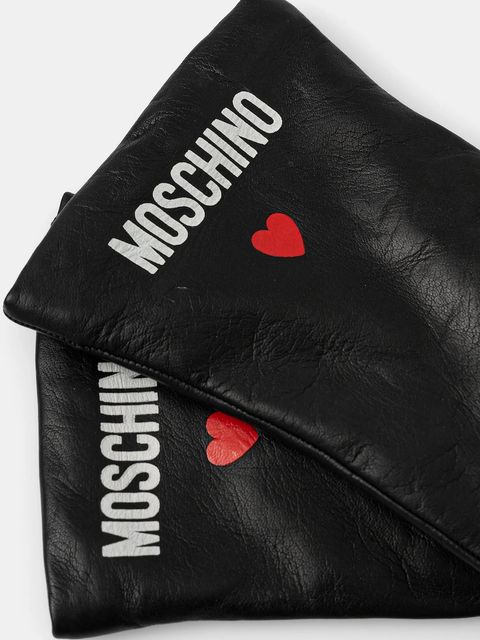 Moschino rękawiczki skórzane damskie kolor czarny M3355 65458 - zdjęcie produktu nr 2