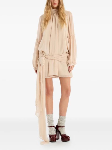 ROTATE BIRGER CHRISTENSEN chiffon strap tie mini dress - Neutrals