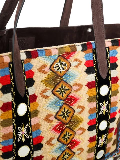 Valentino Garavani Nellcôte embroidered tote bag - Brown