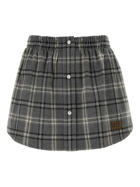 Miu Miu checked A-line skirt - Grey - zdjęcie produktu nr 1