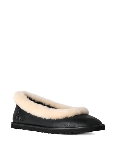 UGG fur trim ballerina shoes - Black