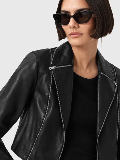 AllSaints kurtka skórzana LANDERS kolor czarny przejściowa W058LD