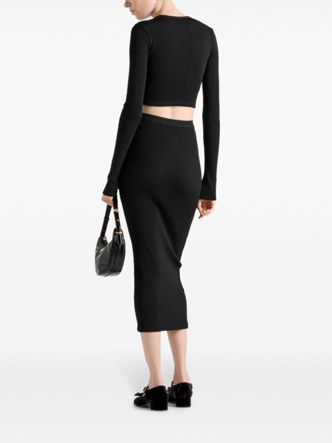 Prada ribbed jersey midi skirt - Black
