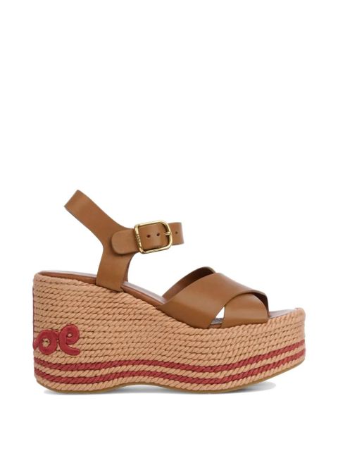 Chloé logo-embroidered platform sandals - Brown - zdjęcie produktu nr 1
