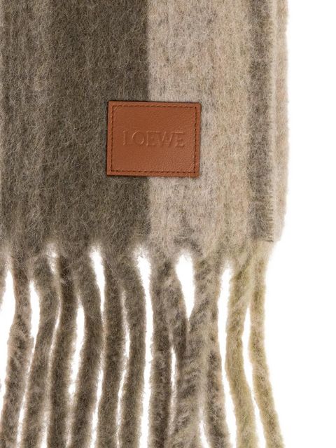 LOEWE striped fringed scarf - Neutrals
