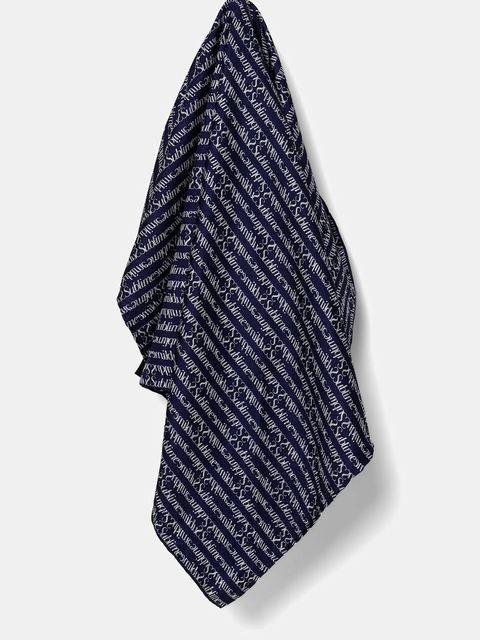 Tory Burch chusta jedwabna T Monogram damska kolor niebieski wzorzysta 166713-401 - zdjęcie produktu nr 1