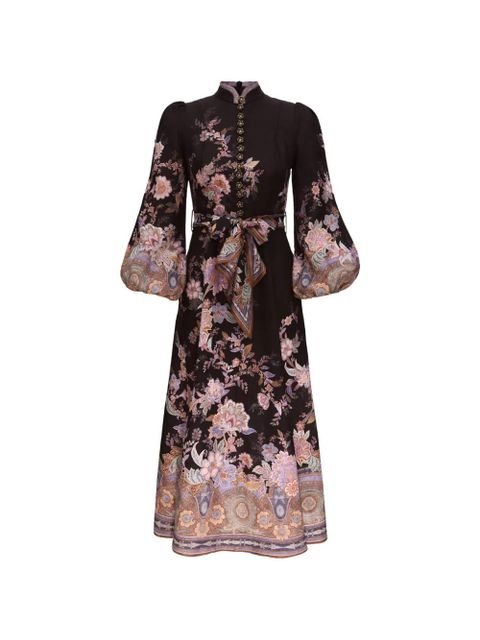 ZIMMERMANN floral-print button-up midi dress - Black - zdjęcie produktu nr 1