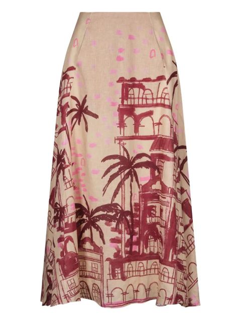 Johanna Ortiz Steps Of Joy printed midi skirt - Neutrals - zdjęcie produktu nr 1