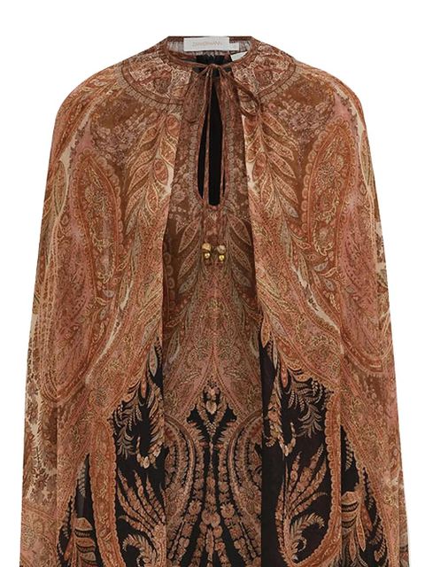 ZIMMERMANN paisley-print cape midi dress - Brown - zdjęcie produktu nr 2