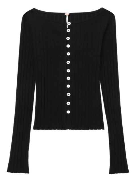 Free People ribbed long sleeves top - Black - zdjęcie produktu nr 1