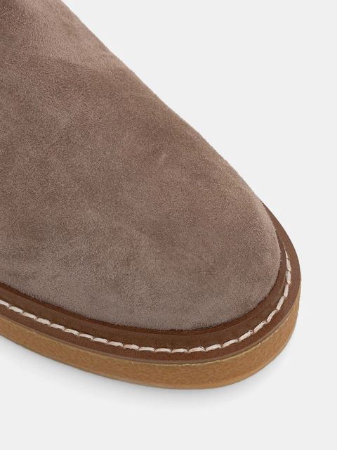 Coccinelle kozaki zamszowe damskie kolor beżowy na płaskim obcasie E4 T7B 15 01 01 N59 - zdjęcie produktu nr 2