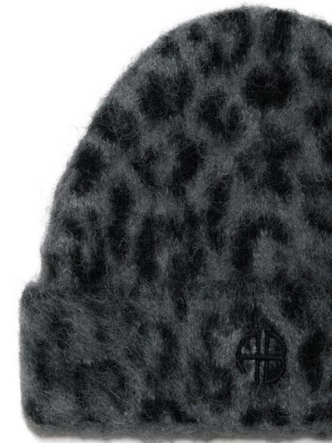 ANINE BING Elia leopard-print beanie - Grey