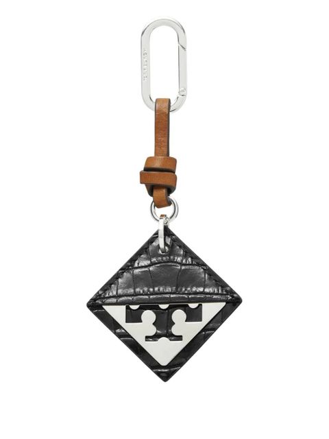 Tory Burch crocodile-embossed logo-detail keyring - Black - zdjęcie produktu nr 2